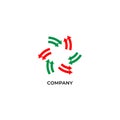Two layers of red and green arrows. Circulation logo design template. Recycle logo concept isolated