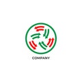 Two layers of red and green arrows inside circle. Circulation logo design template. Recycle logo concept