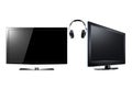 Two LCD high definition flat screen TV with Royalty Free Stock Photo