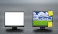 Two lcd screens against abstract background Royalty Free Stock Photo