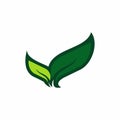 Two leaf green illustration logo