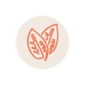 two leaf logo with orange and brown circle. can be used for environment, environmentally friendly industries, and small retail bus