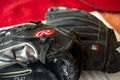 Two baseball gloves on a table Royalty Free Stock Photo