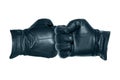 Two leather-gloved hands greet each other with a fist.