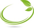 Two leaves, plant in green, spa and gardener logo, icon Royalty Free Stock Photo