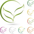 Two Leaves, Plants and Circle, Nature and Gardener Logo Royalty Free Stock Photo