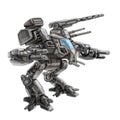Two-legged walking combat robot. Science fiction illustration.