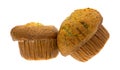 Two lemon pepper breakfast muffins on a white background Royalty Free Stock Photo