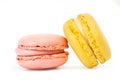 Two lemon and vanilla macarons isolated