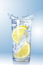 Two lemons fell in a glass Royalty Free Stock Photo