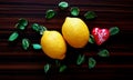 Two Lemons and leaves Royalty Free Stock Photo