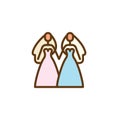 Two lesbian women`s marriage flat icon