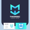 Two Letter M shield logo icon design template elements
