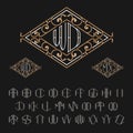 Two letters monogram template. Set of letters from A to Z.