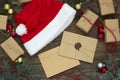 Two letters, santa hat among gifts and Christmas