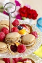 Two level dessert stand full of sweets