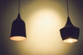 Two light bulb lamp on blackboard Royalty Free Stock Photo