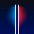 Two light sabers on the night sky background. Royalty Free Stock Photo