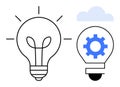 Lightbulbs Representing Creative Ideas and Innovation with Gear and Cloud Elements Royalty Free Stock Photo