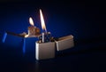 Two lighters fire closeup Royalty Free Stock Photo