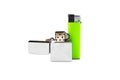 Two lighters on white background Royalty Free Stock Photo