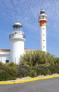 Two lighthouses in El Rompido, Huelva, Spain Royalty Free Stock Photo