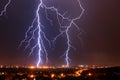 Two lightnings in the night sky Royalty Free Stock Photo