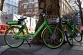 Two Lime-E bikes on London street Royalty Free Stock Photo