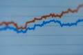 Two lines chart at comparision concept. Data analysis graph. Financial chart, analyzing report