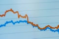 Two lines chart at comparision concept. Data analysis graph. Financial chart, analyzing report