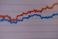 Two lines chart at comparision concept. Data analysis graph. Financial chart, analyzing report