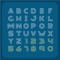 Two lines style retro font. Alphabet with numbers. Royalty Free Stock Photo