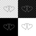 Two Linked Hearts icon isolated on black, white and transparent background. Heart two love sign. Romantic symbol linked Royalty Free Stock Photo