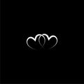 Two linked hearts icon isolated on dark background
