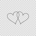 Two Linked Hearts icon isolated on transparent background. Heart two love sign. Romantic symbol linked, join, passion Royalty Free Stock Photo