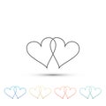 Two Linked Hearts icon isolated on white background. Heart two love sign. Romantic symbol linked, join, passion and Royalty Free Stock Photo