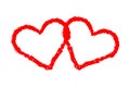 Two linked hearts icon symbol. Couple valentines day