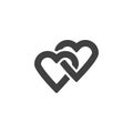 Two Linked Hearts vector icon