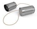 Two linked tin cans communication concept. Royalty Free Stock Photo
