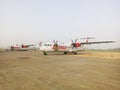 two Lion Air planes at Kalimarau airport Royalty Free Stock Photo