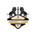 Two lion shield illustration logo Royalty Free Stock Photo