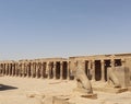 two lion statues in philae temple