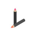 Two lip contour pencils icon, isometric 3d style