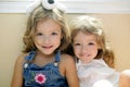 Two little beautiful toddler twin sisters Royalty Free Stock Photo