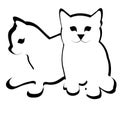 Two little cat cute cartoon Royalty Free Stock Photo