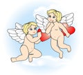 Two little Cupid flying with hearts5