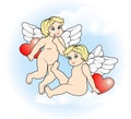 Two little Cupid flying with hearts1