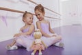Two adorable little ballerinas at dance class