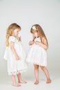 Two Little fashion girls in beautiful dress Royalty Free Stock Photo