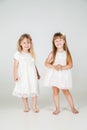 Two Little fashion girls in beautiful dress Royalty Free Stock Photo